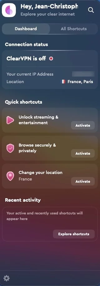 ClearVPN fonctionnalites