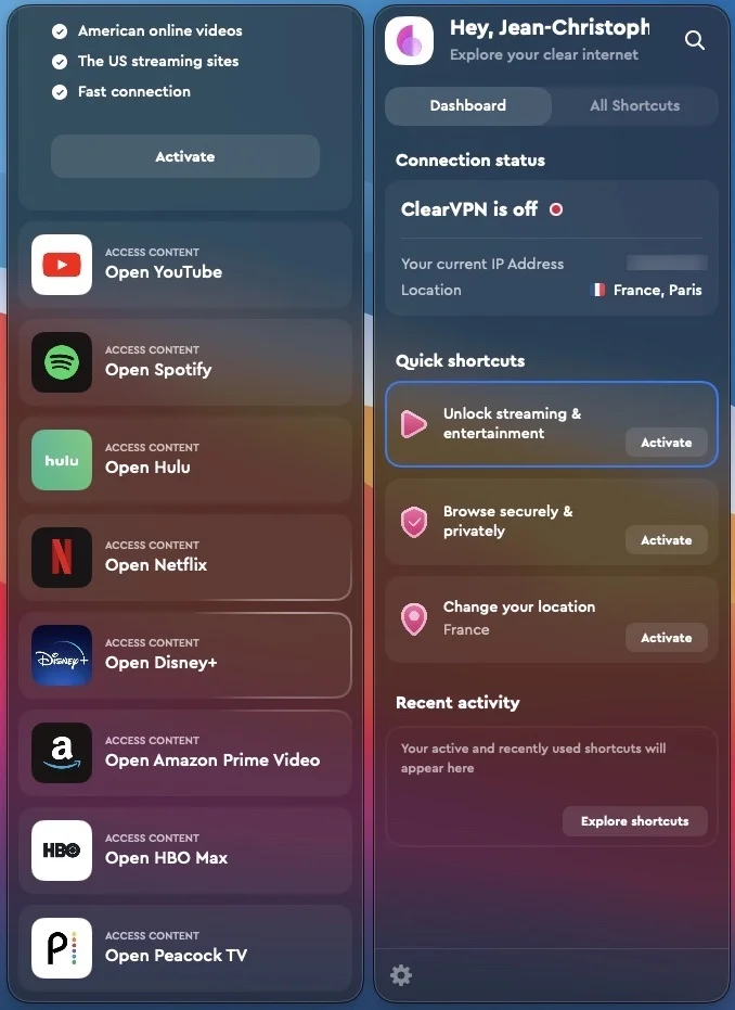 ClearVPN streaming contenus Netflix Hulu Disney