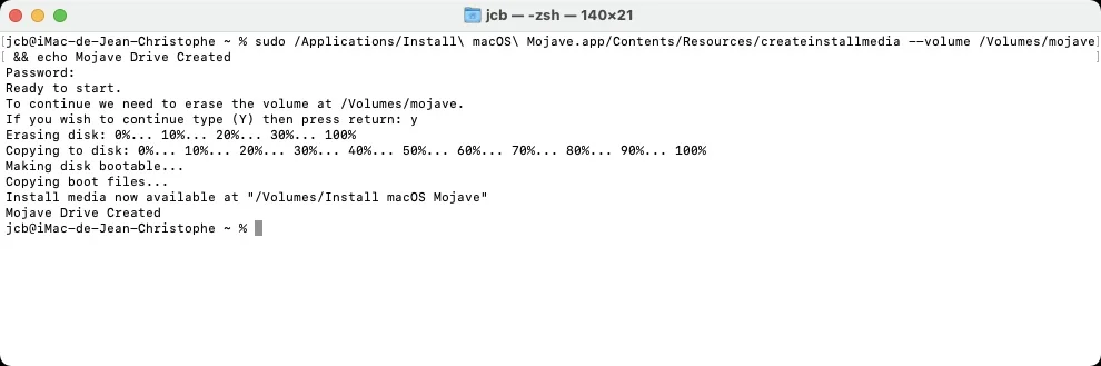 creation cle usb installation bootable macos mojave pour dual boot big sur