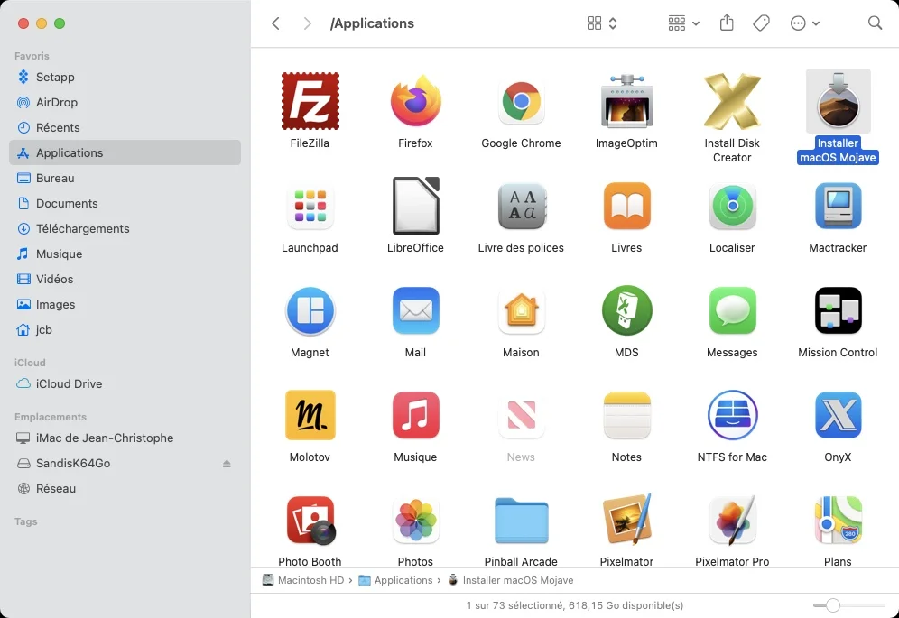 fichier dinstallation Installer macOS Mojave
