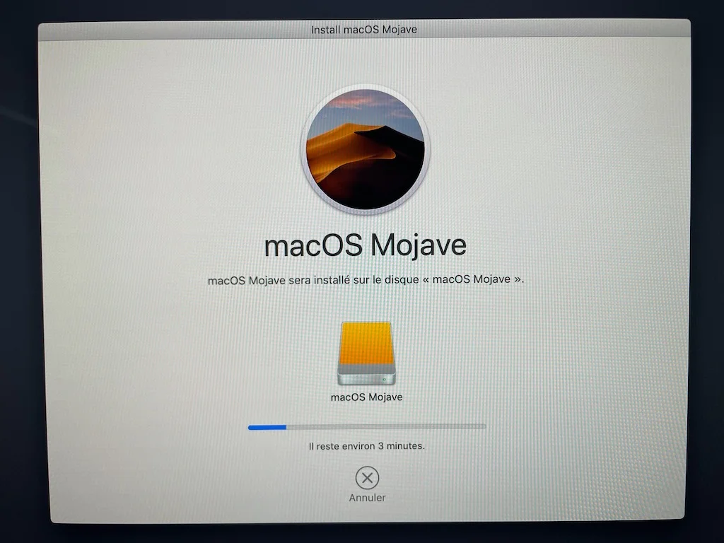 installer macos mojave sur un disque dur externe