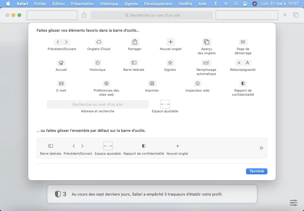 Personnaliser la barre d’outils de Safari Mac 2 barre doutils safari mac personnaliser