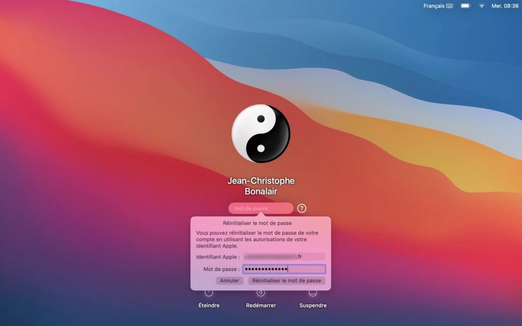 reinitialisation mot de passe mac