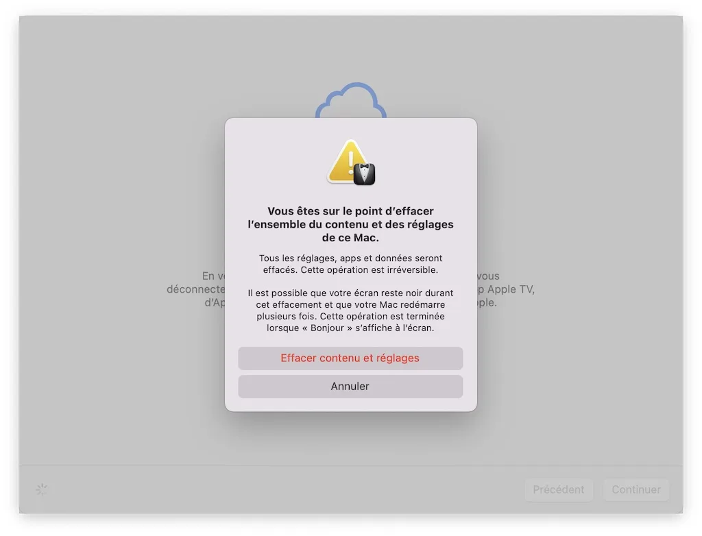 Effacer contenu et réglages sur macOS Monterey (Intel puce T2 / Apple Silicon M1) 5 formater mac macos monterey avant de le vendre avec fonction Effacer contenu reglages