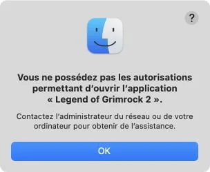 Vous ne possedez pas les autorisations permettant douvrir lapplication Mac
