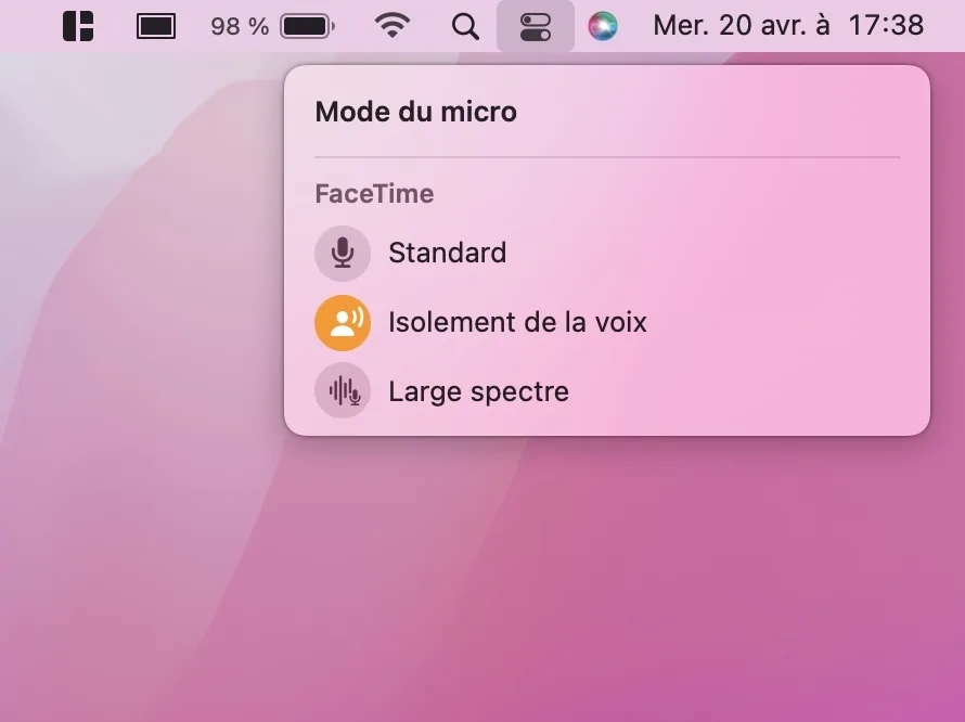 Facetime Mac isolement de la voix