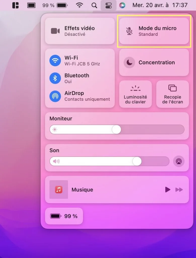 Modifier les options audio de FaceTime sur Mac sous macOS Monterey