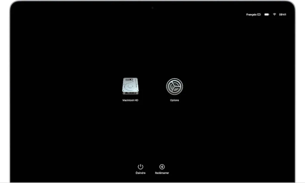 mac silicon icone en forme dengrenage au demarrage