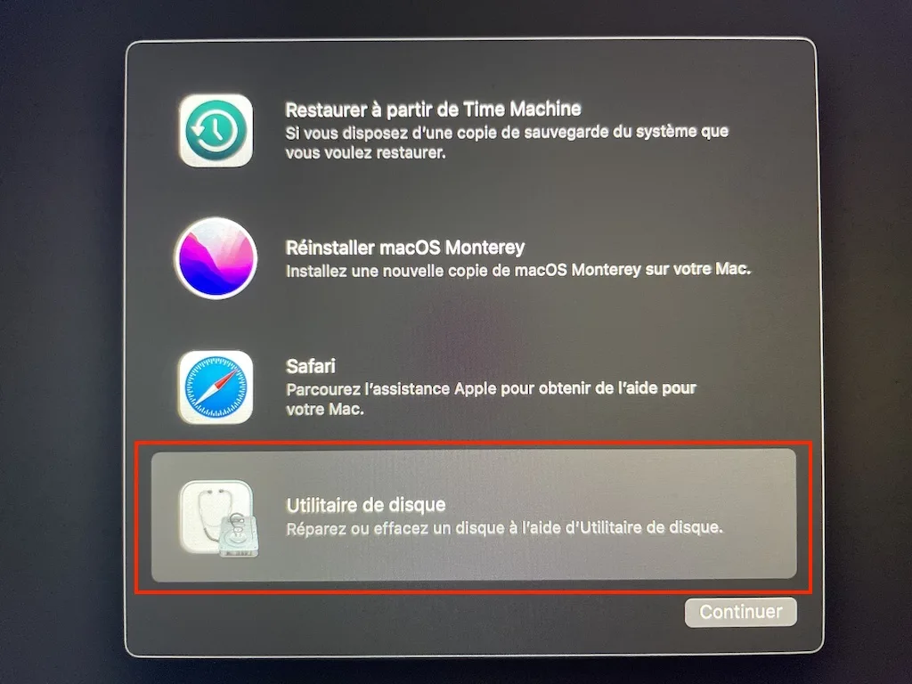 reparer mac silicon utlitaire de disques