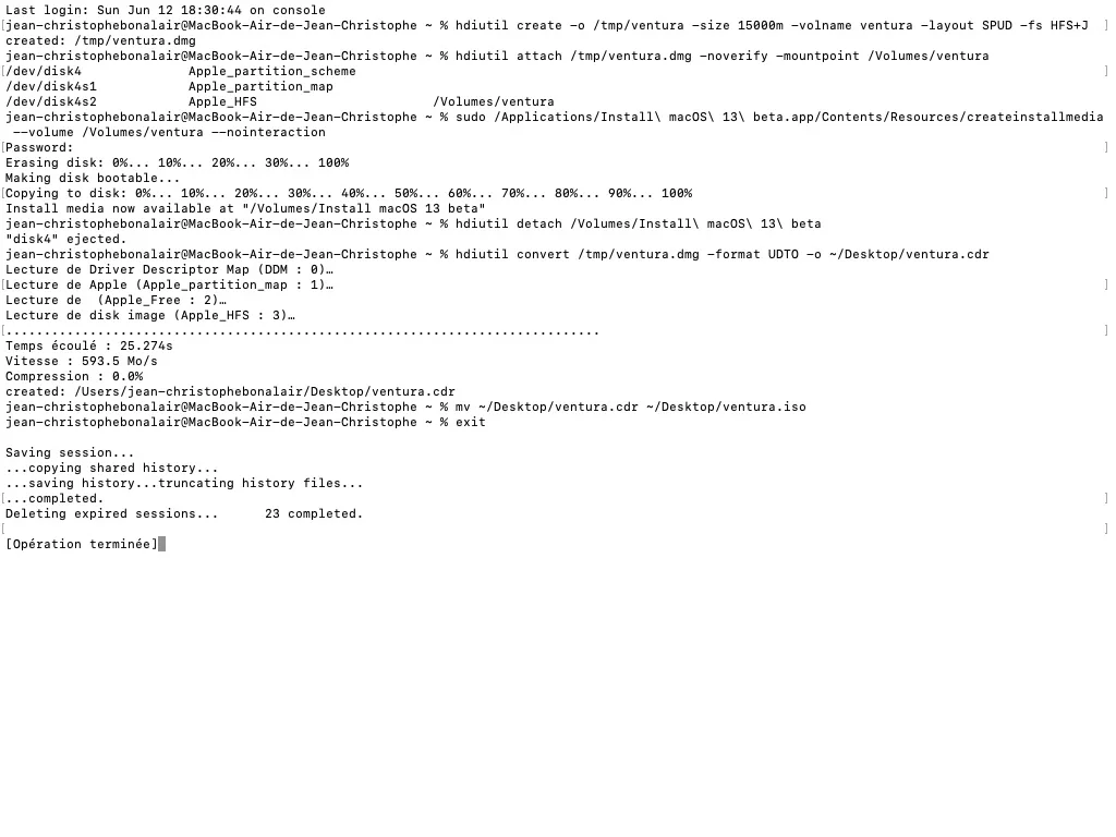 Ventura to ISO Mac Terminal