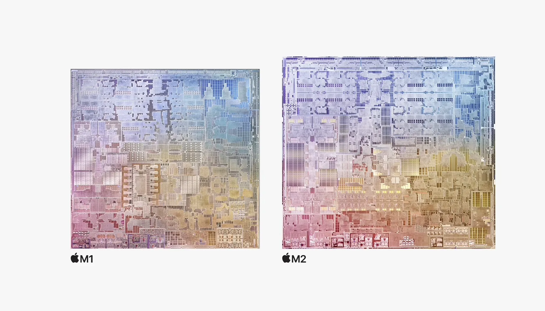 MacBook Air M1 vs Macbook Air M2 taille des puces