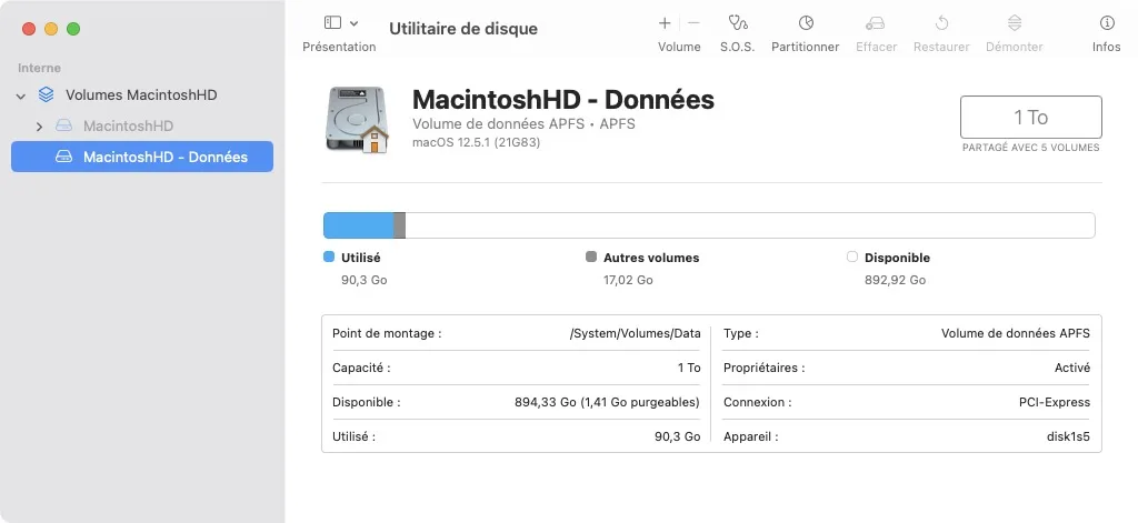 Voir l'espace disque libre sur Mac (disque, clé USB, dossier) : 8 façons de procéder ! 9 MacintoshHD donnees disponible utilise