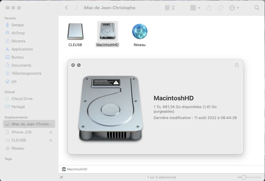 Voir l'espace disque libre sur Mac (disque, clé USB, dossier) : 8 façons de procéder ! 1 afficher espace disque libre sur MacintoshHD