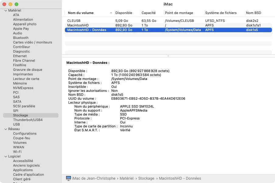 Voir l'espace disque libre sur Mac (disque, clé USB, dossier) : 8 façons de procéder ! 10 informations systeme macbook stockage