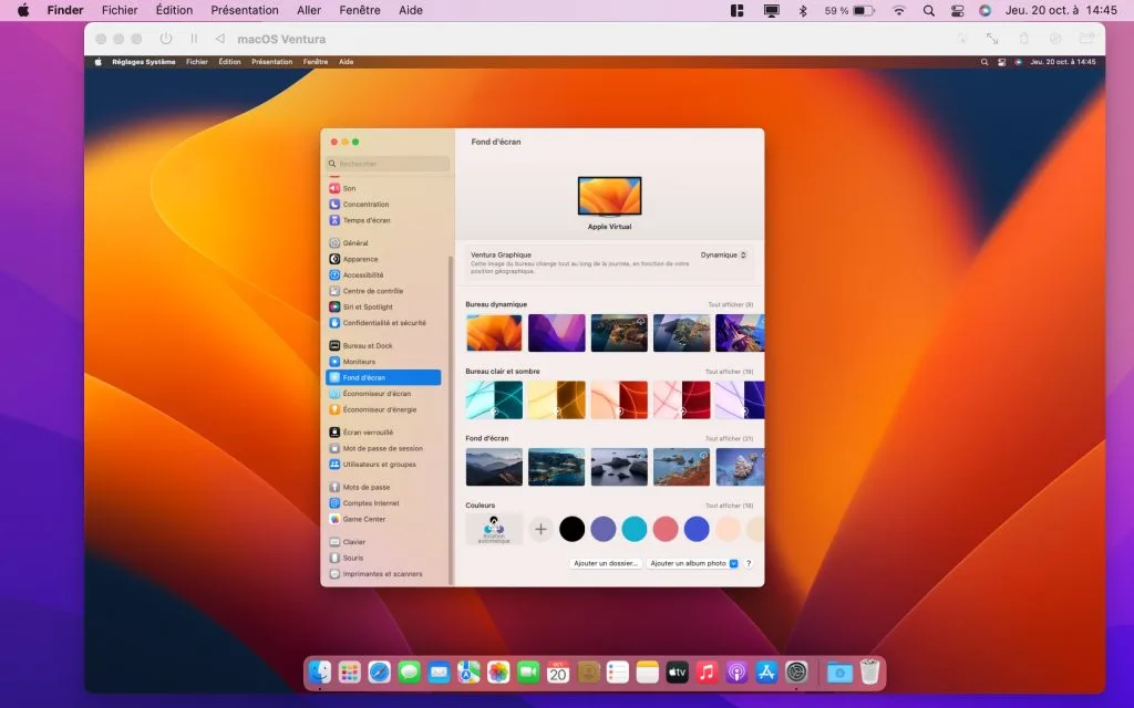 Installer macOS Ventura dans une machine virtuelle 13 reglages systeme macos ventura 13.0