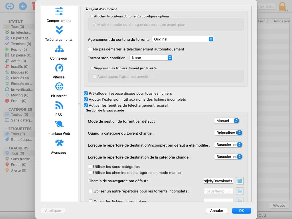 Configurer qBittorrent pour Mac Apple Silicon M1, M2... 6 Configurer qBittorrent mac de A a Z
