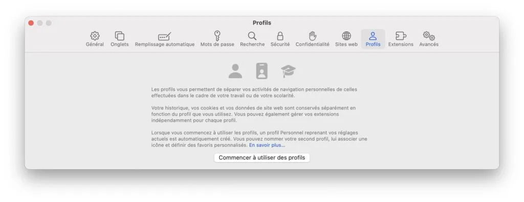 Créer un profil Safari sous macOS (Sonoma / Ventura) 2 commencer a utiliser des profils
