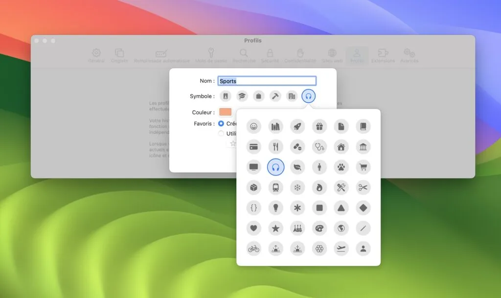 Créer un profil Safari sous macOS (Sonoma / Ventura) 3 nommer profil safari