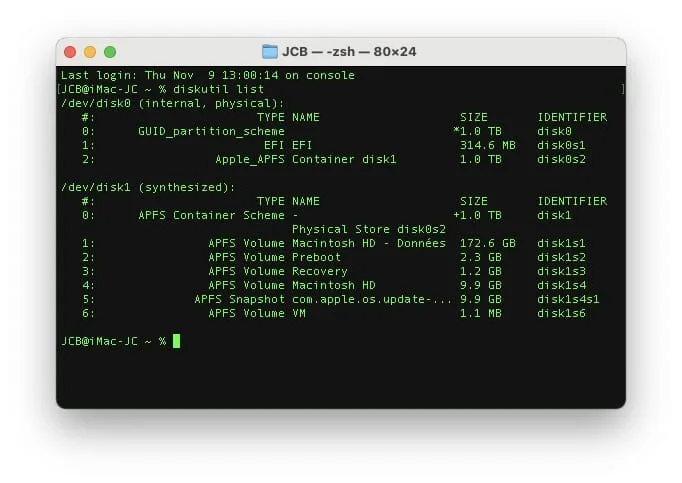 Comment vérifier et réparer un disque Mac avec le Terminal (Sonoma, Ventura, Monterey...) 1 verifier disque macos terminal