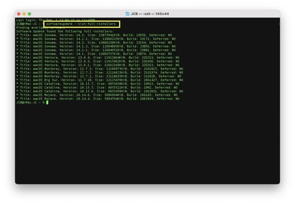 Comment télécharger macOS Sonoma avec le Terminal (installateur complet) 1 telecharger macOS Sonoma installateur complet
