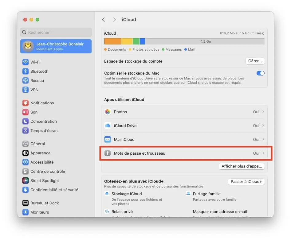 icloud mots de passe