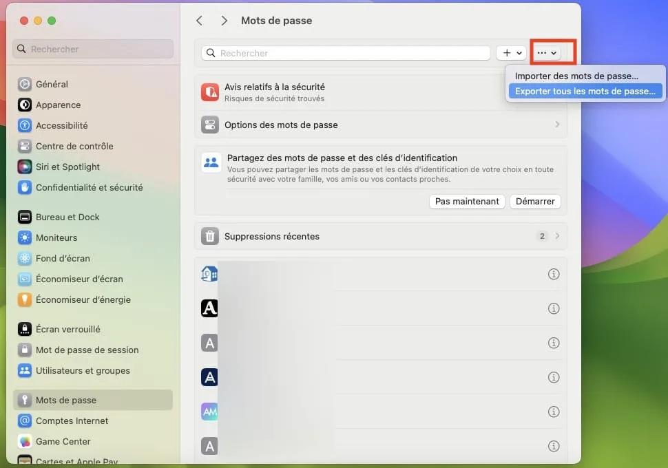 tuto exporter passwords mac fichier