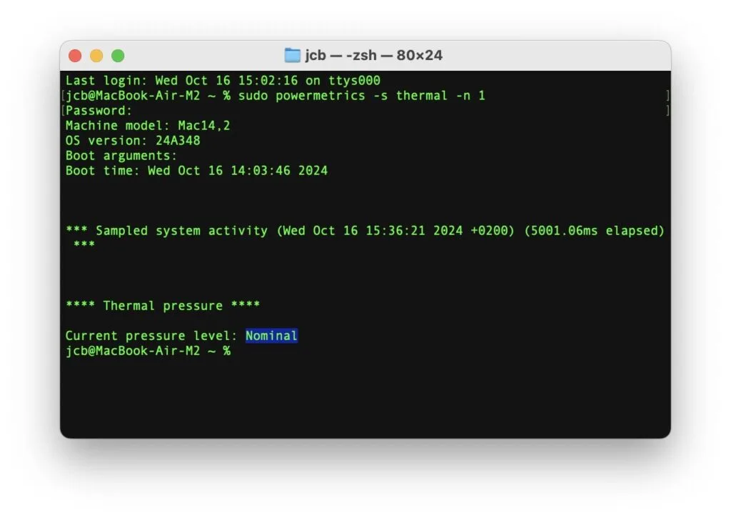 sudo powermetrics mac apple silicon