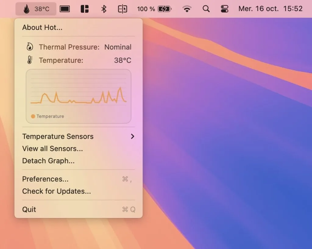 Comment afficher la température sur un Mac Apple Silicon M1, M2, M3, M4 (pression thermique) 3 temperature macbook air m2