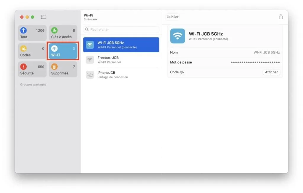 mot de passe wifi partager sur mac avec qr code