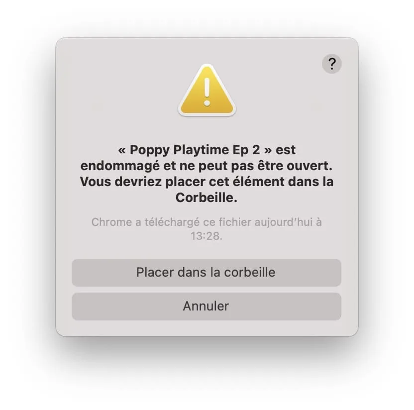 est endommage et ne peut pas etre ouvert vous devriez placer cet element dans la corbeille