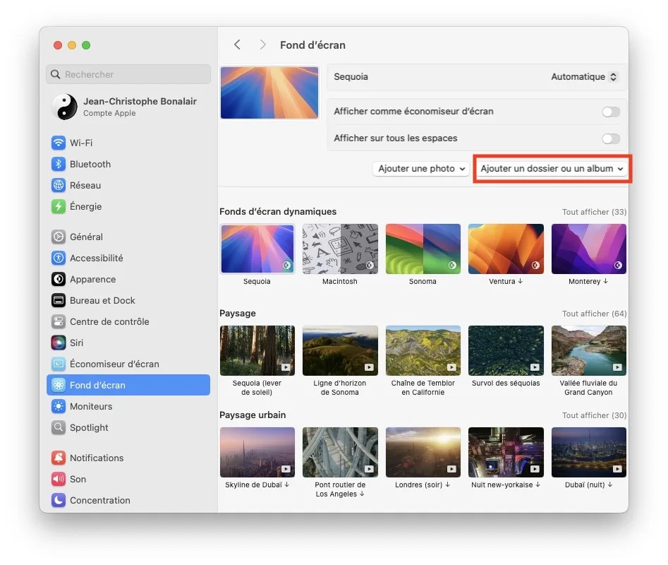Comment utiliser un dossier d’images comme fond d’écran sur Mac 1 choisir dossier dimages fond decran Mac