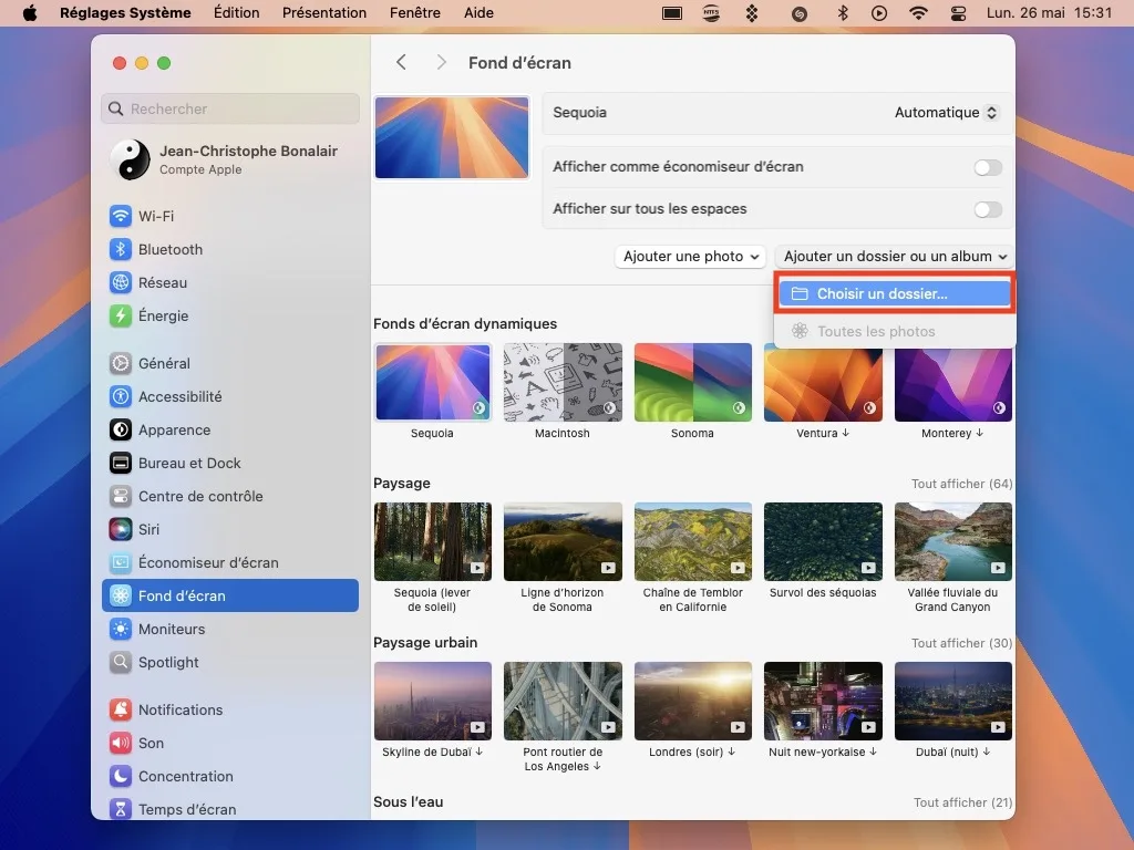 Comment utiliser un dossier d’images comme fond d’écran sur Mac 2 choisir un dossier images pour mac