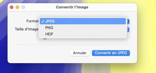 convertir image mac sans application tierce jpeg png heif