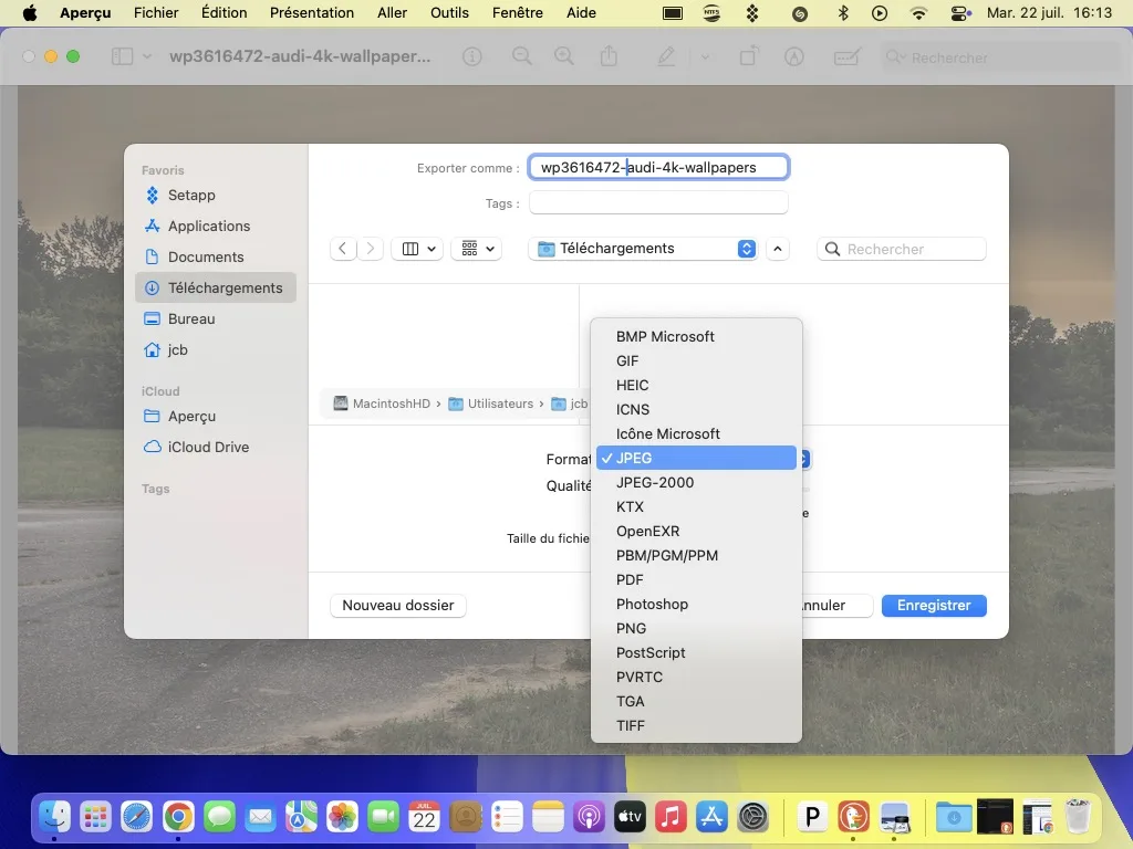 convertir image sur mac avec apercu