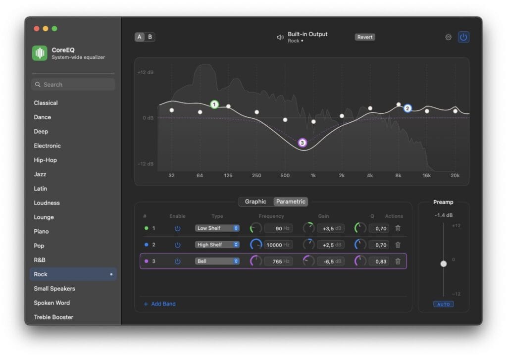 CoreEQ : un égaliseur audio pour Mac GÉNIAL… 4 CoreEQ egaliseur parametrique