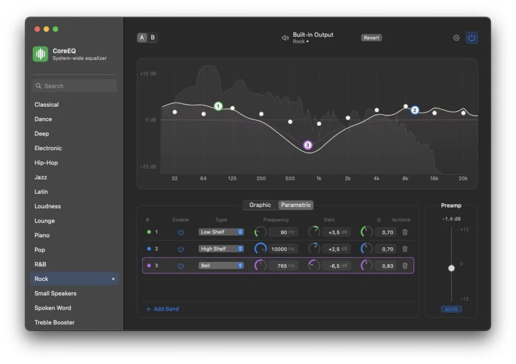 CoreEQ : un égaliseur audio pour Mac GÉNIAL… 4 CoreEQ egaliseur parametrique