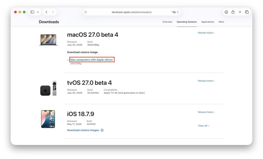 macOS 27 ipsw