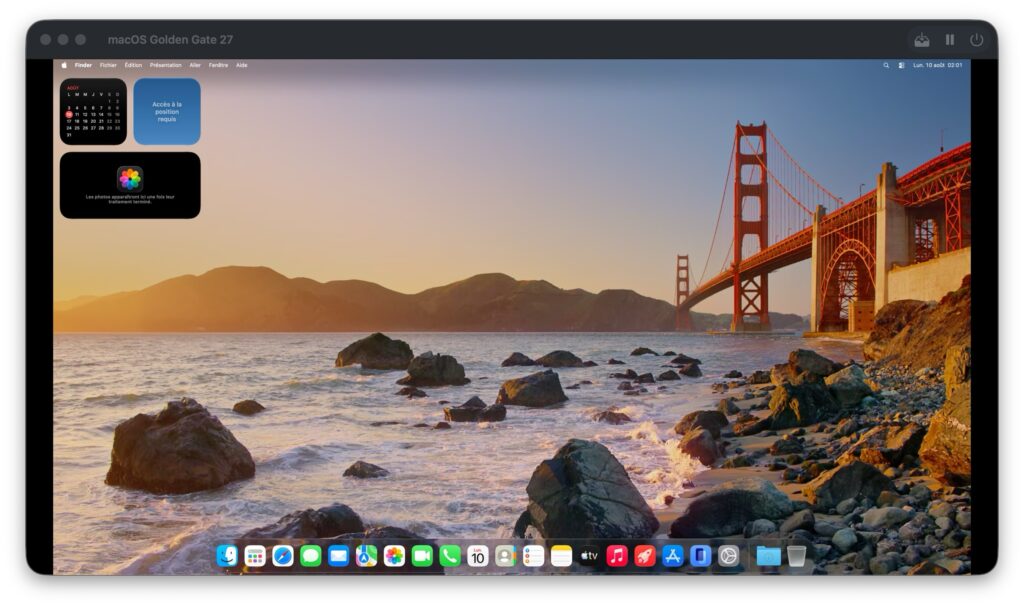 macos golden gate 27 installation en machine virtuelle terminee