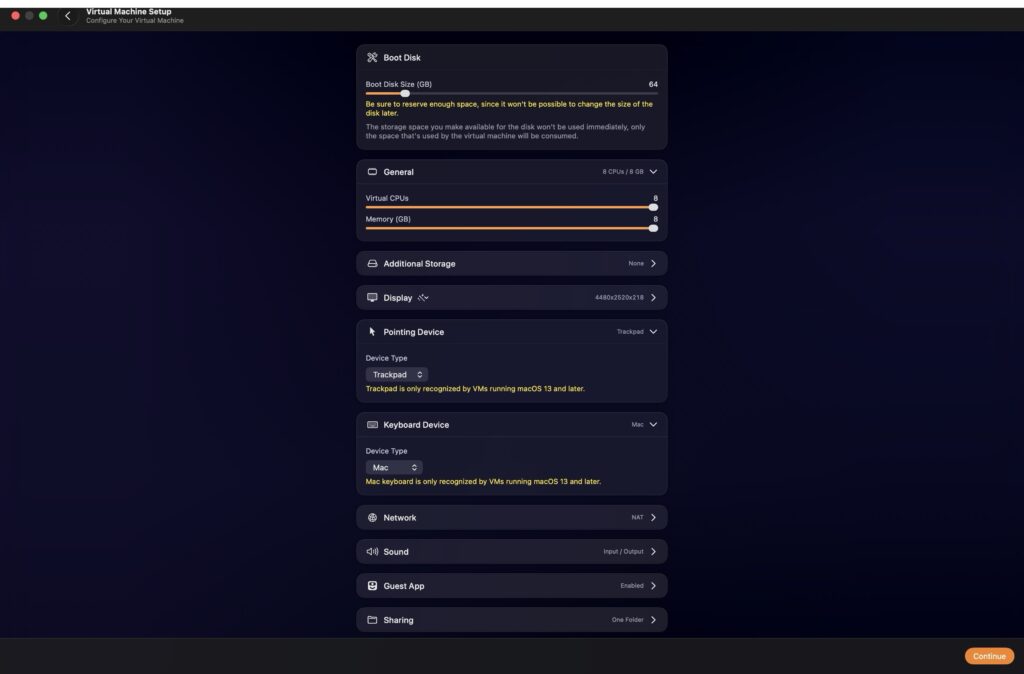 macos golden gate 27 settings virtualbuddy