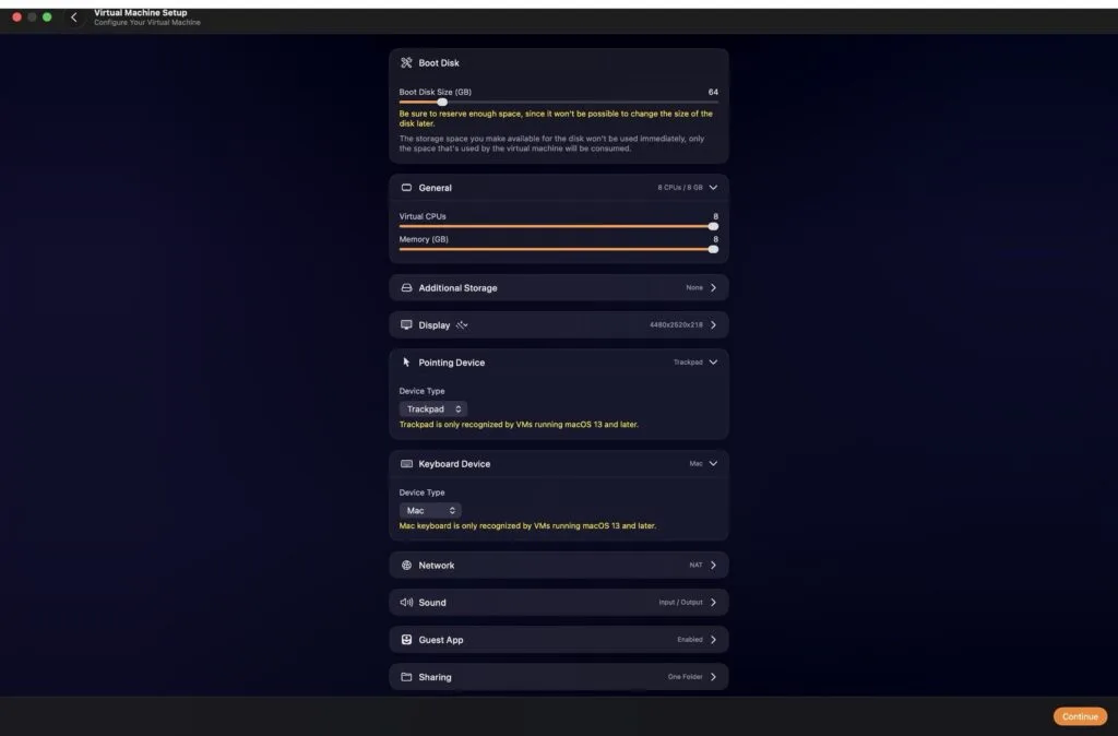 macos golden gate 27 settings virtualbuddy