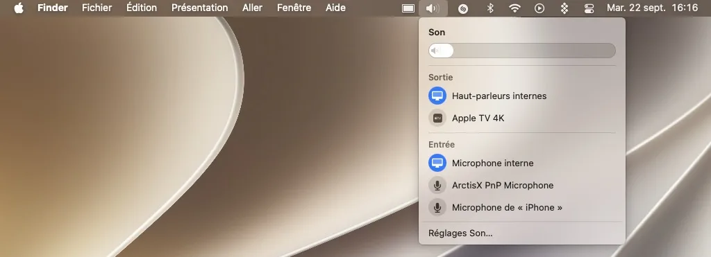 Comment changer l’entrée et la sortie audio sur Mac en un clic 3 sortie audio mac touche Option alt