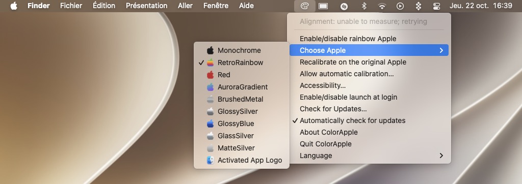 Comment changer le logo Apple de la barre des menus du Mac (Rainbow, Silver, Metal, Red) 3 logo apple monochrome rainbow red glossy silver