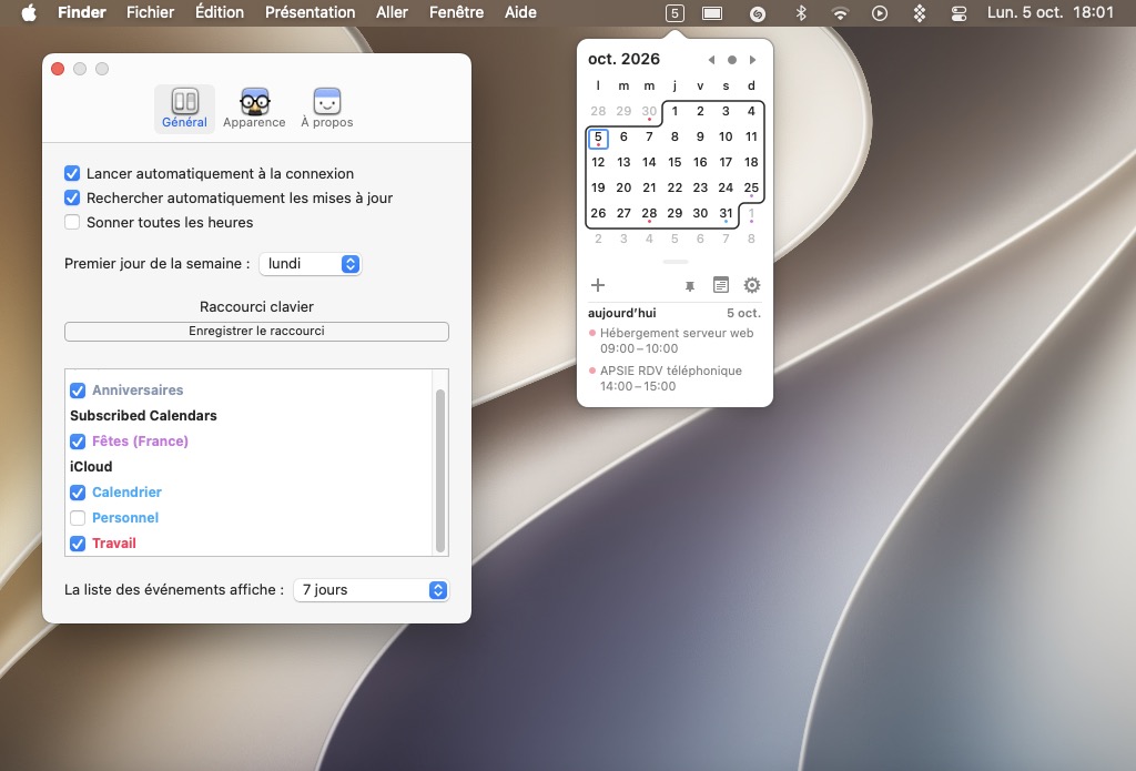 Comment afficher votre calendrier Mac dans la barre des menus avec Itsycal 2 raccourcis clavier calendrier mac